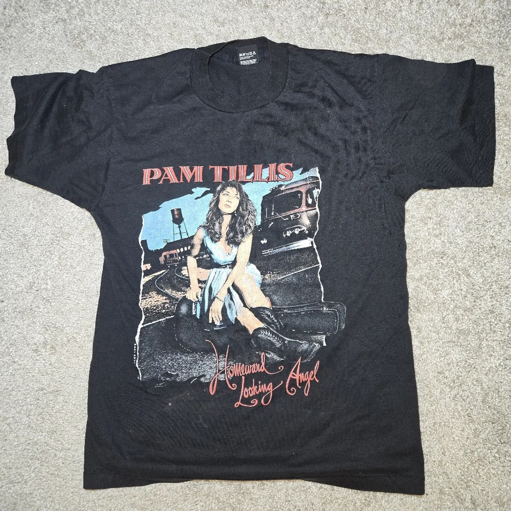 VTG 90's Country Pam Tillis Black Tshirt Single Stitch Made In USA Size Large - Picture 2 of 7